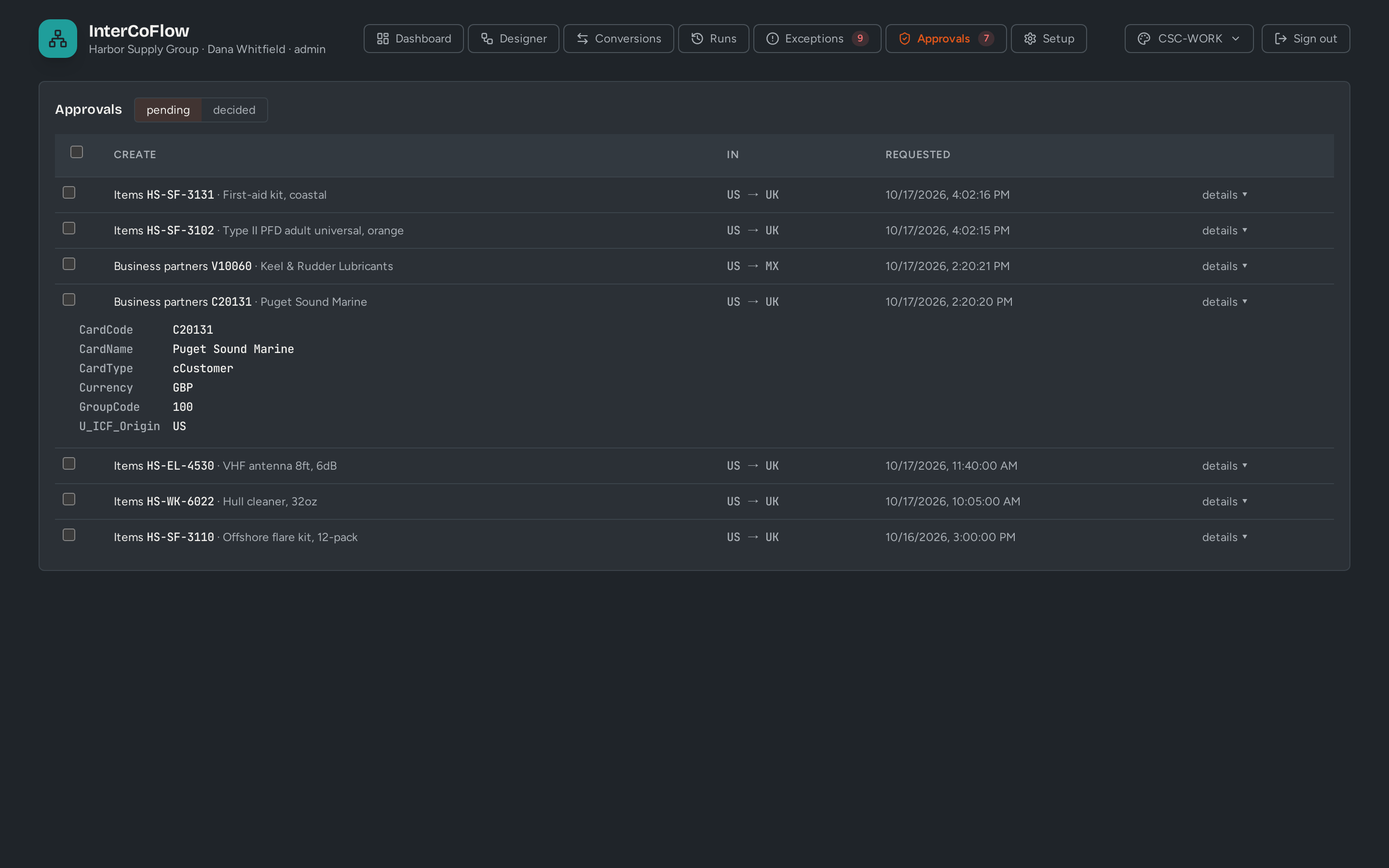 InterCoFlow: Changes waiting for approval