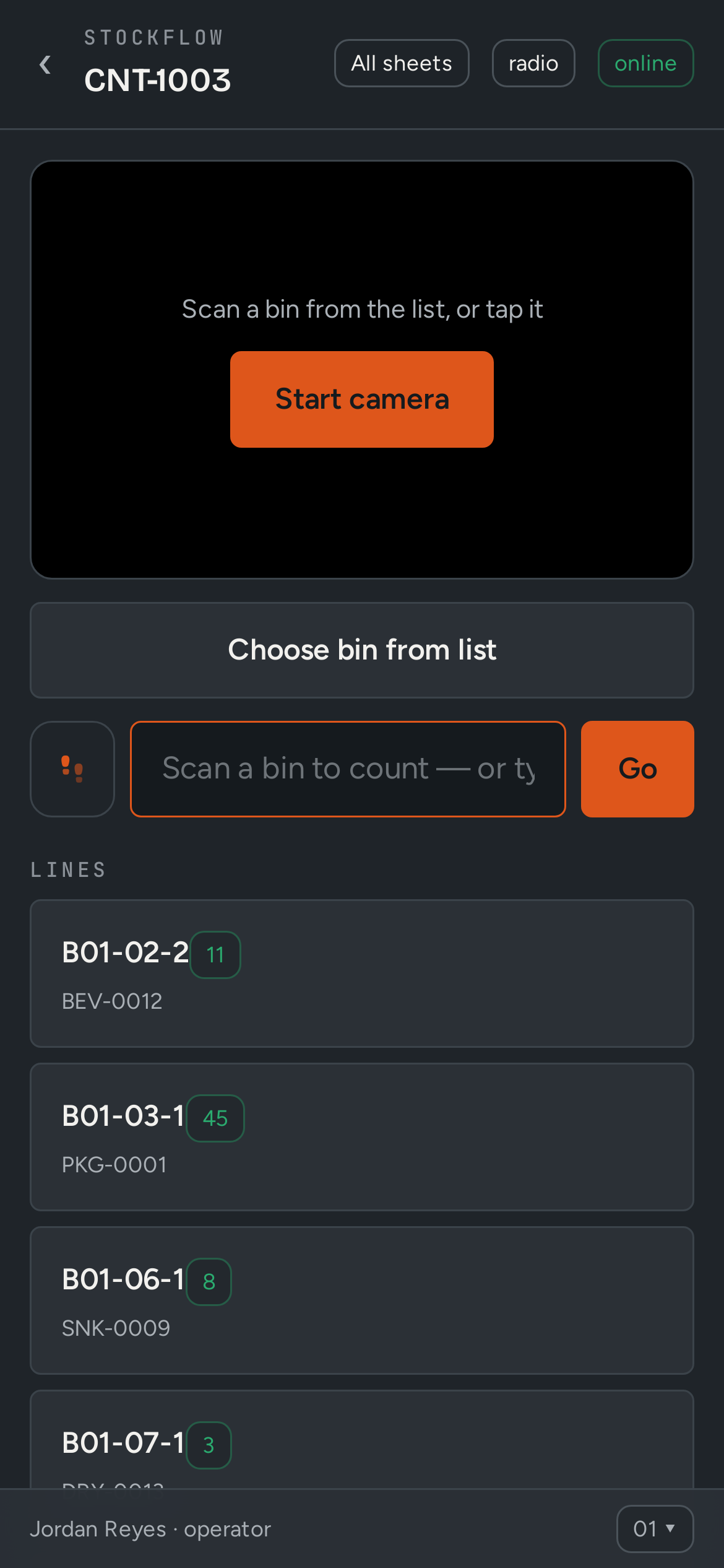 StockFlow: Bin counts from any phone